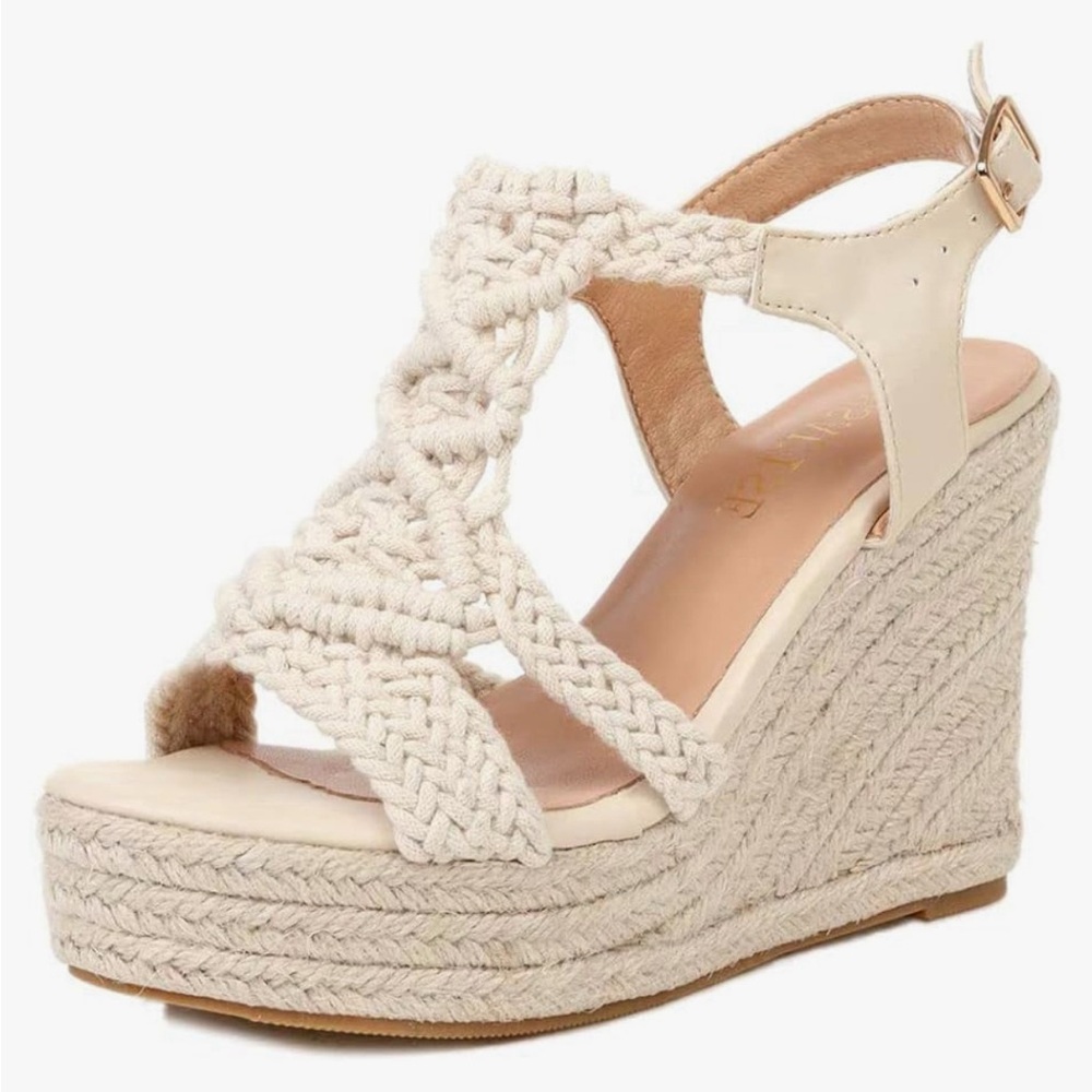 RUSAUISE Espadrille Wedge Sandals Strappy Platform